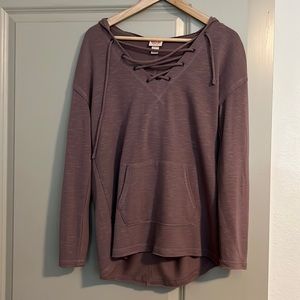 Size S, Lavender Mossimo Hoodie with Lace Up Front